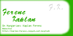 ferenc kaplan business card